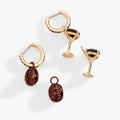 Espresso Martini Interchangeable Charm Huggie Hoop Earrings Set