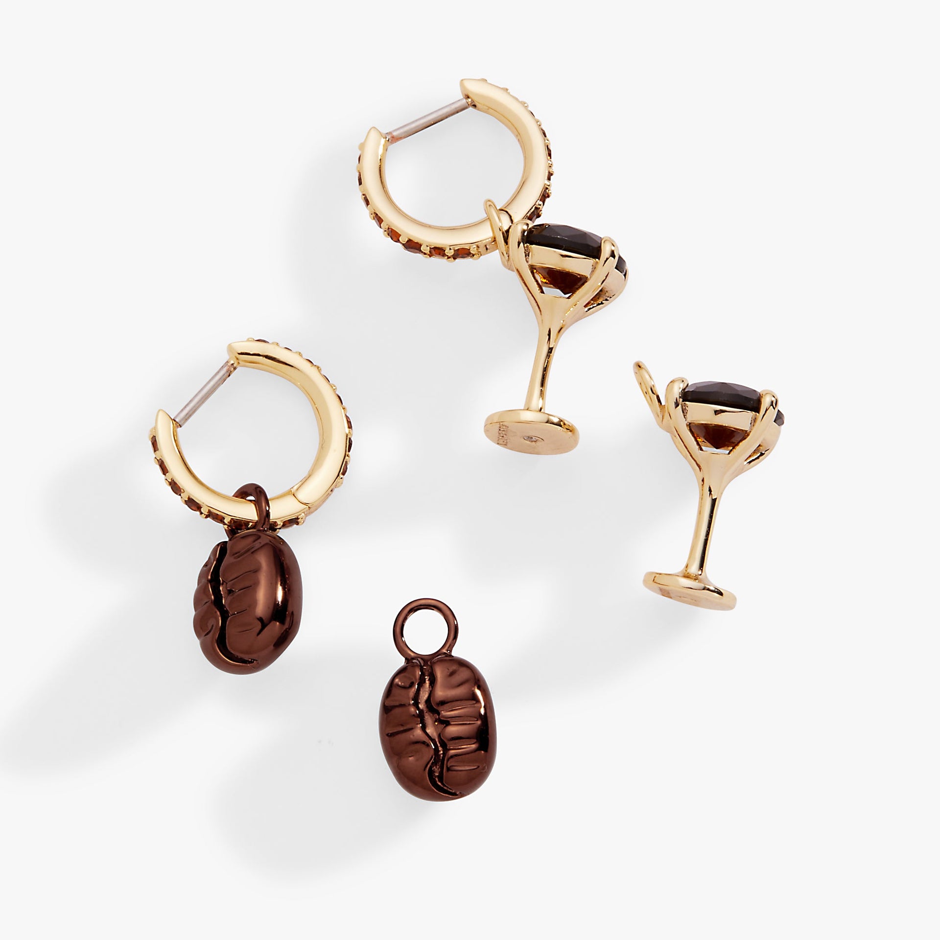 Espresso Martini Interchangeable Charm Huggie Hoop Earrings Set