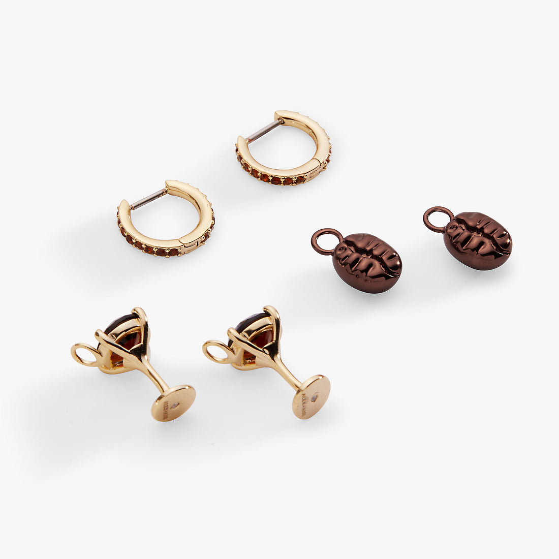 Espresso Martini Interchangeable Charm Huggie Hoop Earrings Set