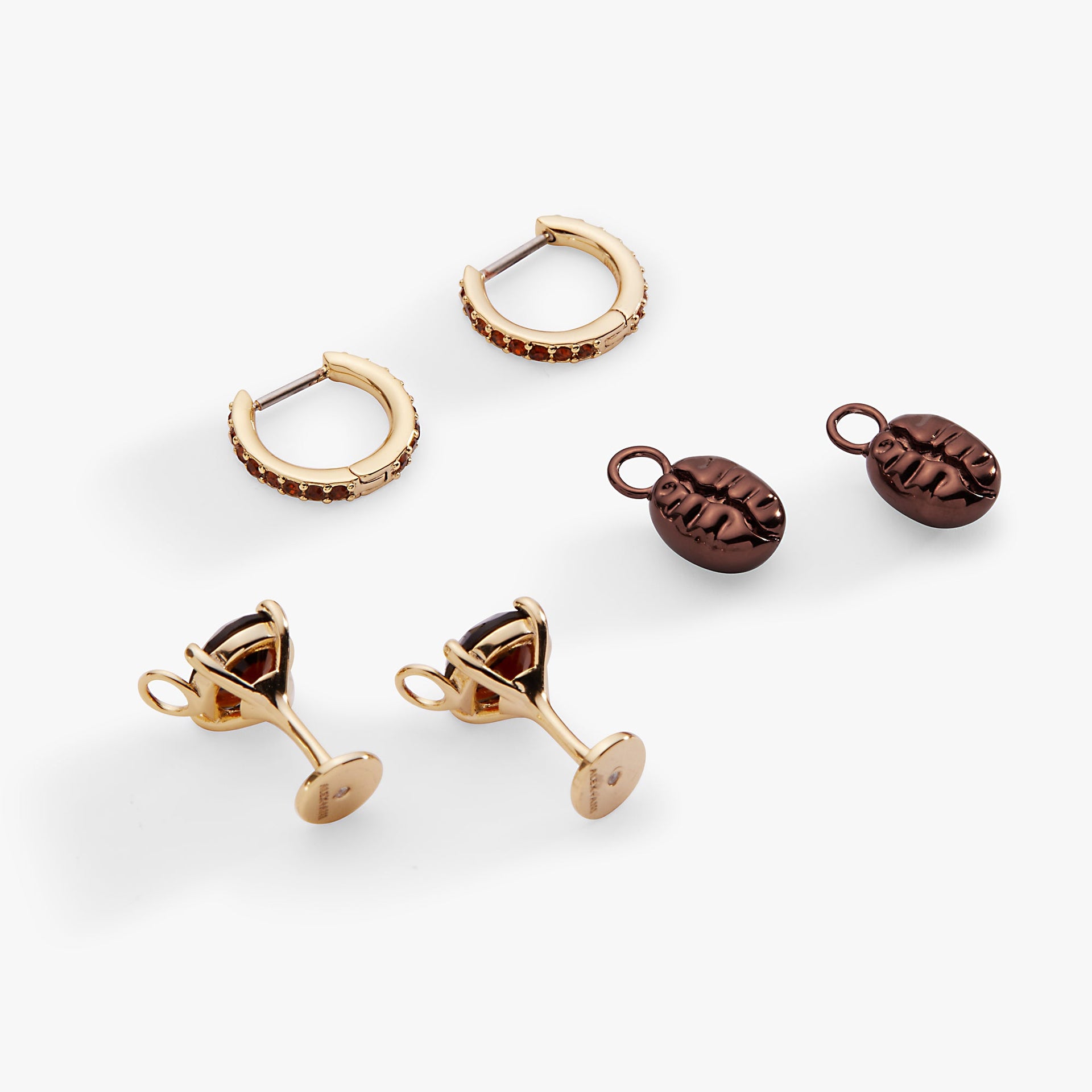 Espresso Martini Interchangeable Charm Huggie Hoop Earrings Set