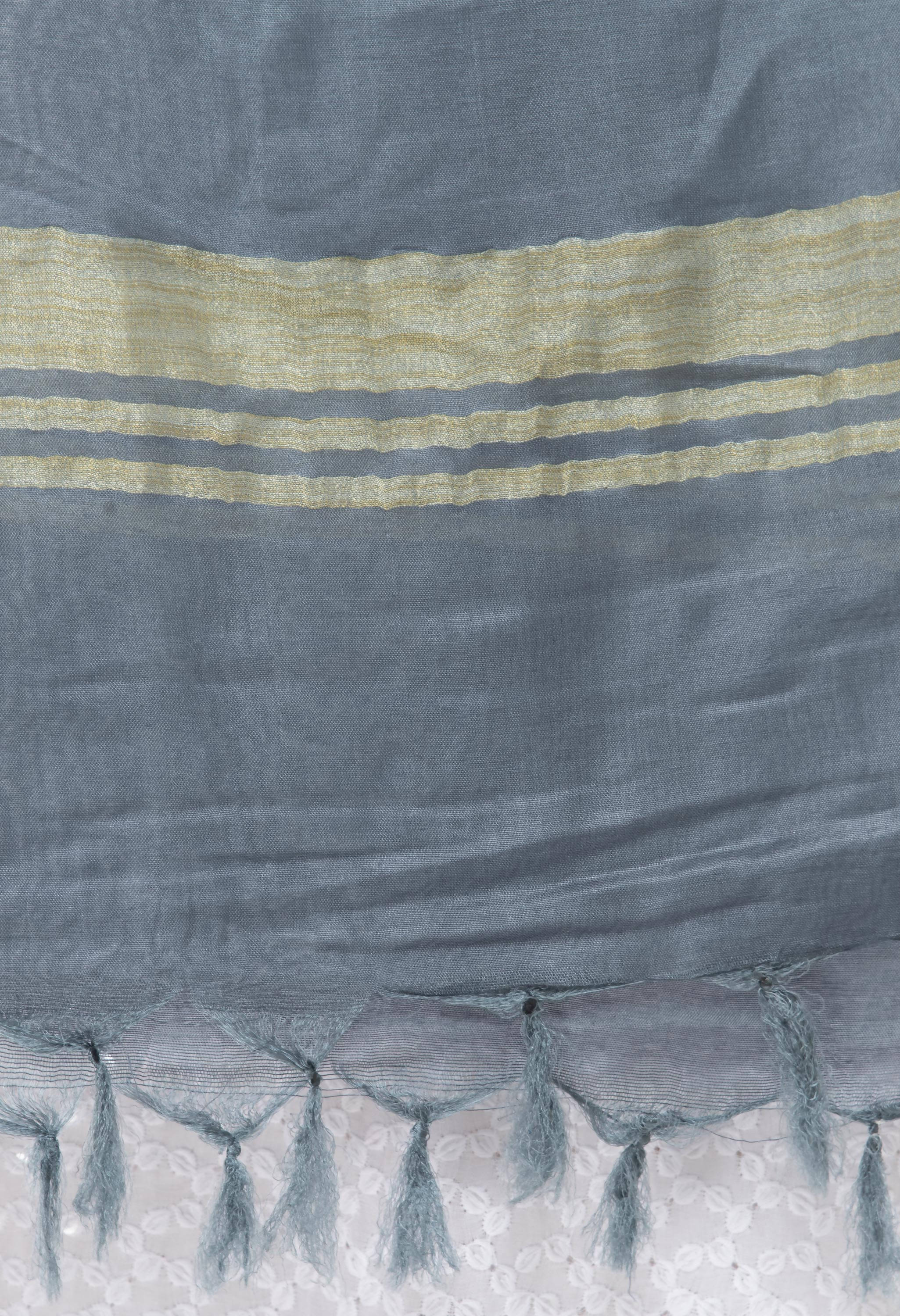 Grey Slub Cotton Dupatta - Versatile Textured Ethnic Accessory