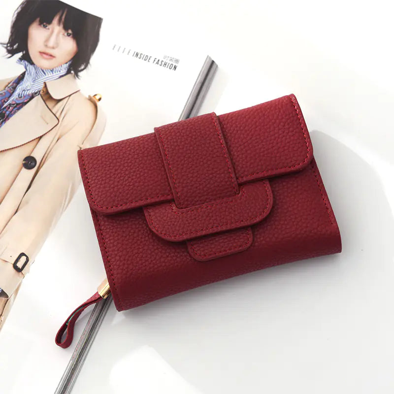 Women's Lychee Pattern Wallet with Zipper Buckle