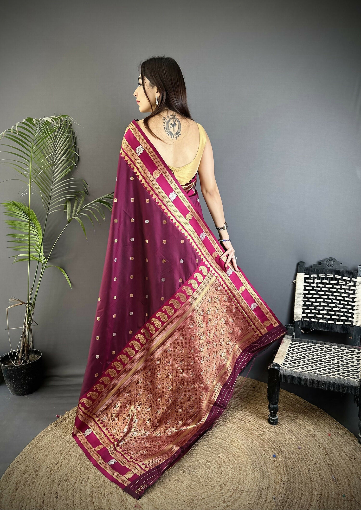 Maroon Banarasi Soft Silk Woven Saree for Women