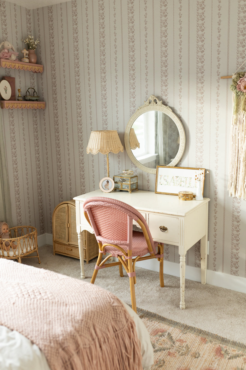 Roselle Stripe Removable Wallpaper in Brown and Cream