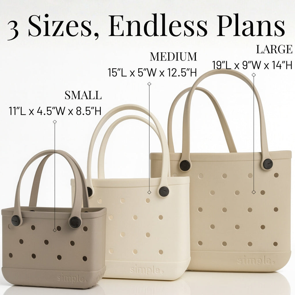Set of 3 Waterproof EVA Rubber Tote Bags in Beige Tones