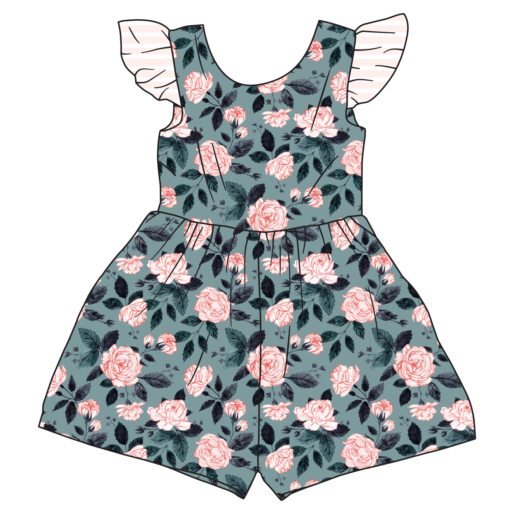 Evelyn Floral Bamboo Short Leggy Romper