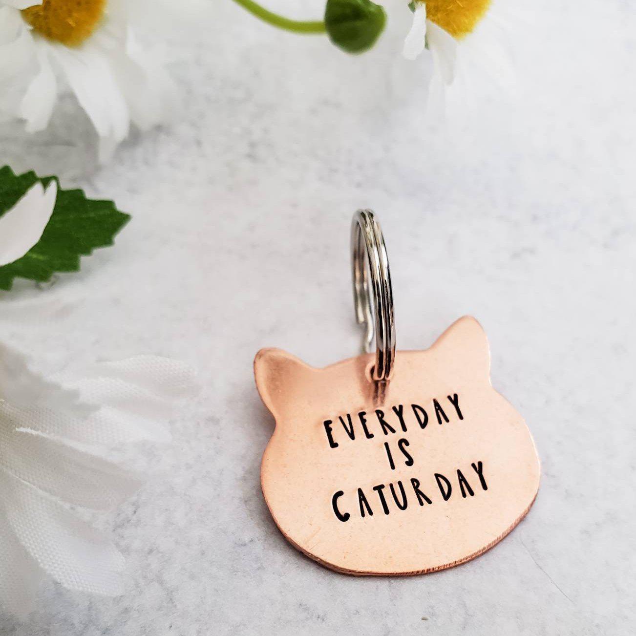 EVERYDAY IS CATURDAY Copper Cat Keychain