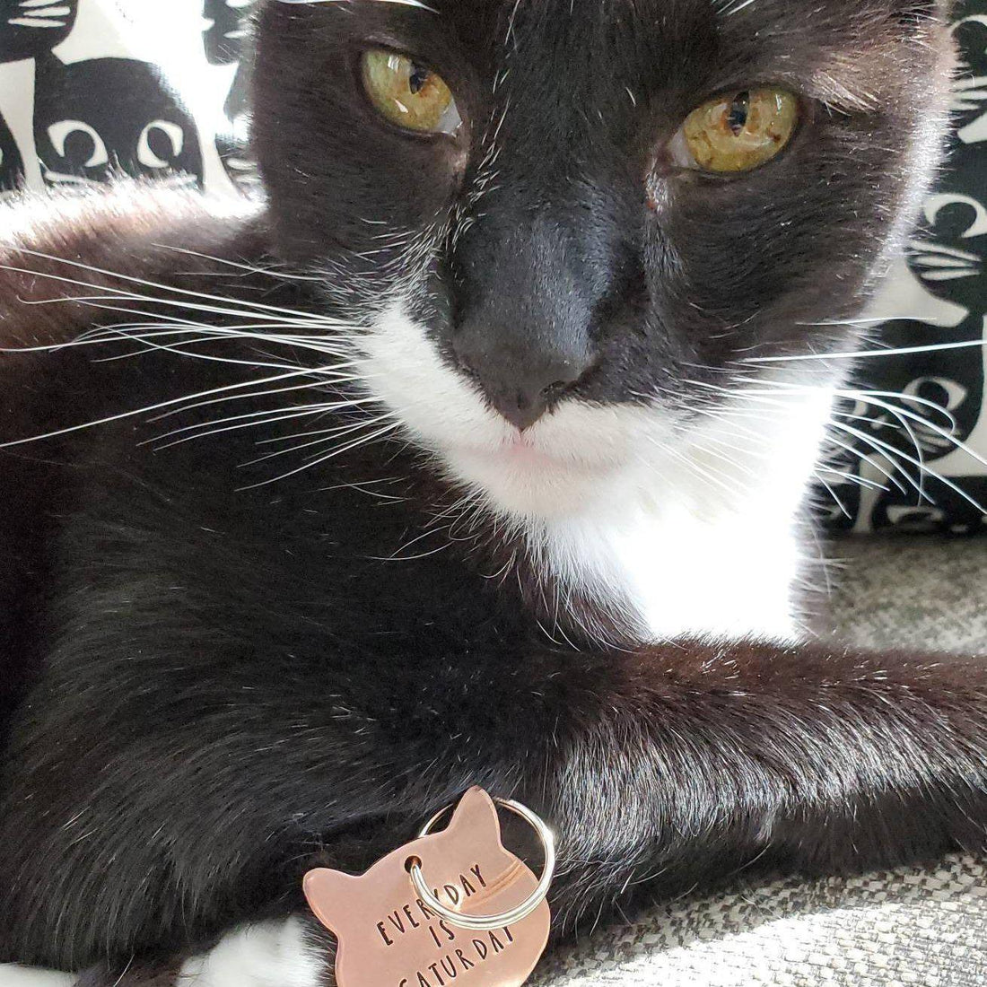 EVERYDAY IS CATURDAY Copper Cat Keychain