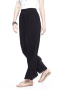 Black rayon cotton palazzo featuring intricate chikan embroidery detail