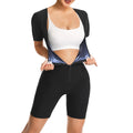 Vigorix Sauna Suit for Women Sweat Vest Waist Trainer 3 in 1 Full Body Shaper Workout Slimming Suit with Sleeve Shorts (blue XL)