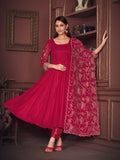 Vibrant rani pink georgette embroidered Anarkali kurta set