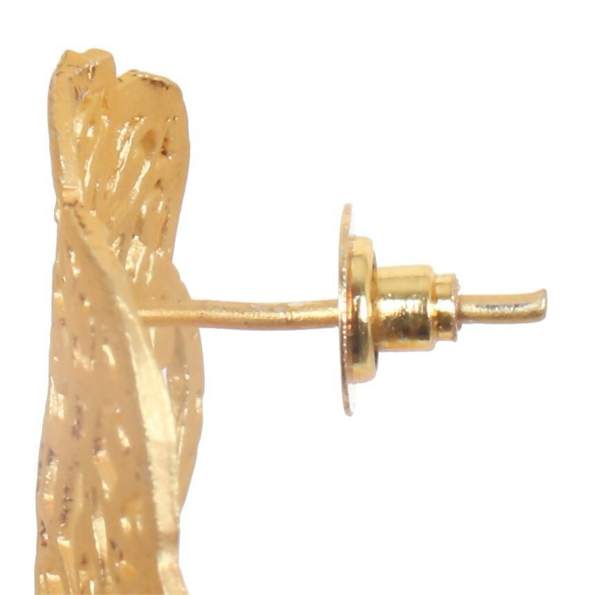 Matte Gold Brass Jhumka Earrings with Intricate Handcrafted Detail