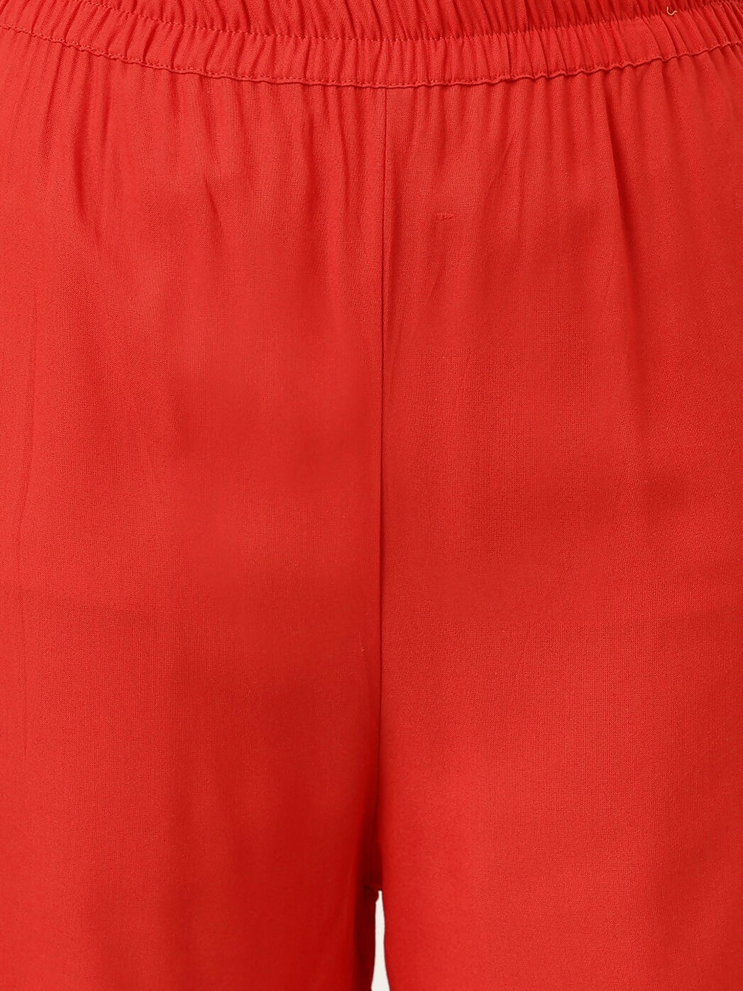 Red Rayon Embroidered Straight Kurta and Bottom Set