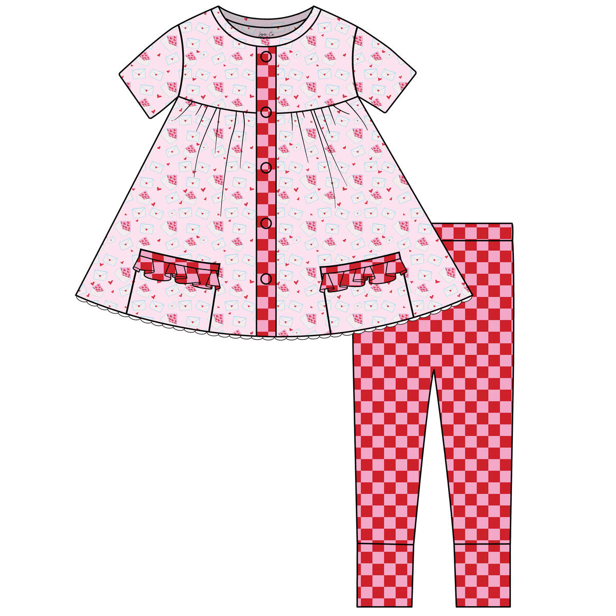 Ezrah Valentines Bamboo Short Sleeve Tunic + Legging Set (Pre-Order)