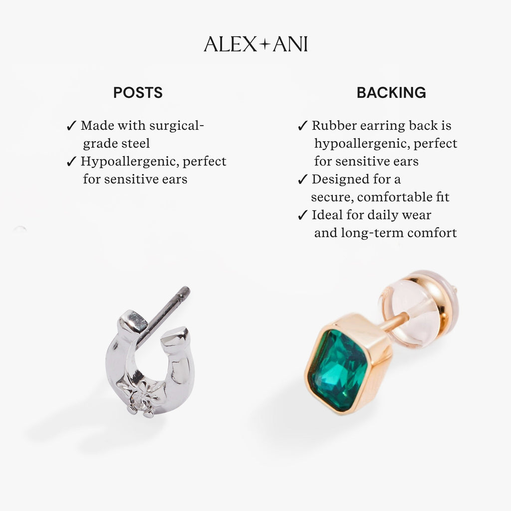 Star of David Mini Stud Earrings with Pave Crystals in Mixed Metal