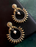 Dual tone antique Chandbali earrings with intricate traditional design