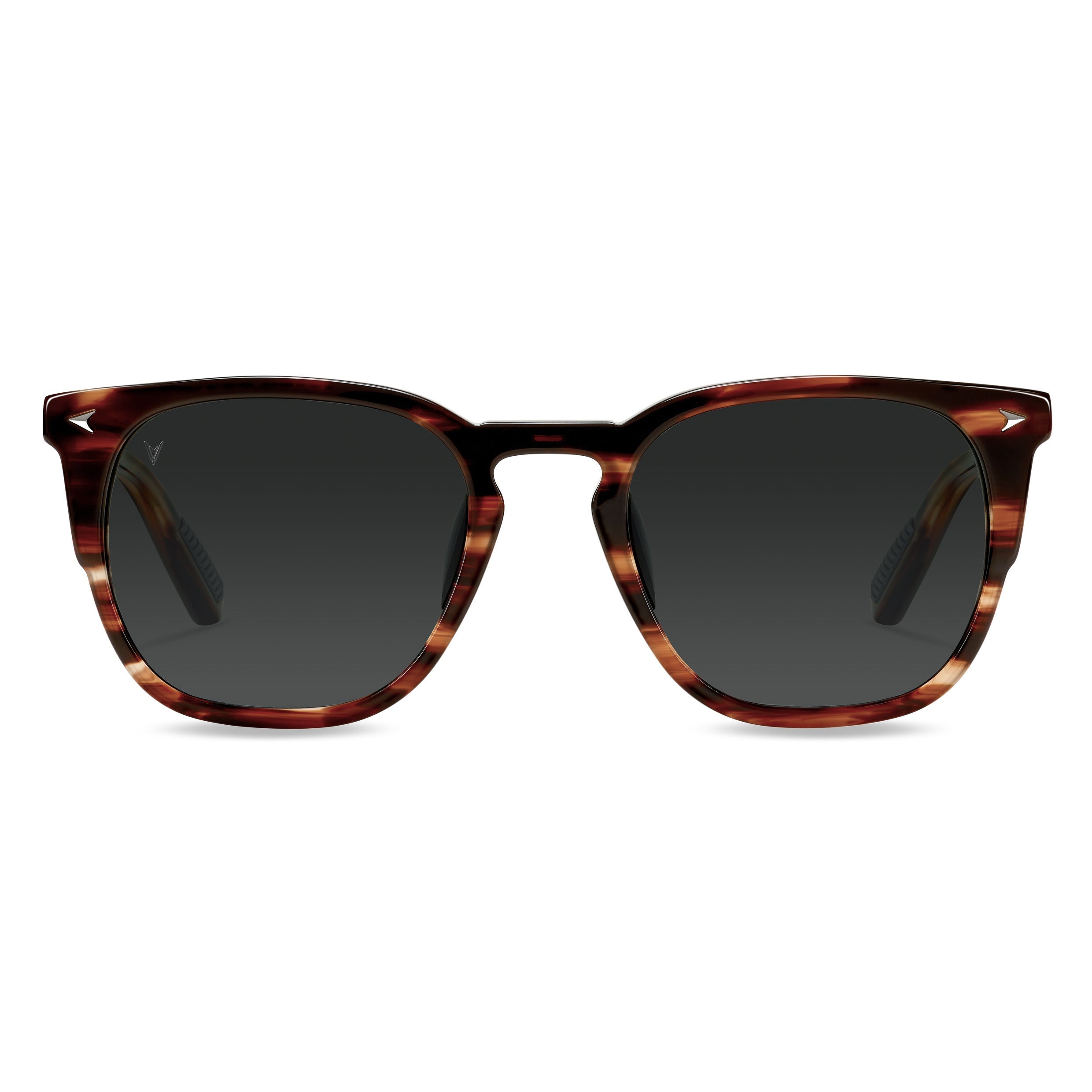 The Echo sunglasses in brown horn pattern with marble accents and metal frame detail