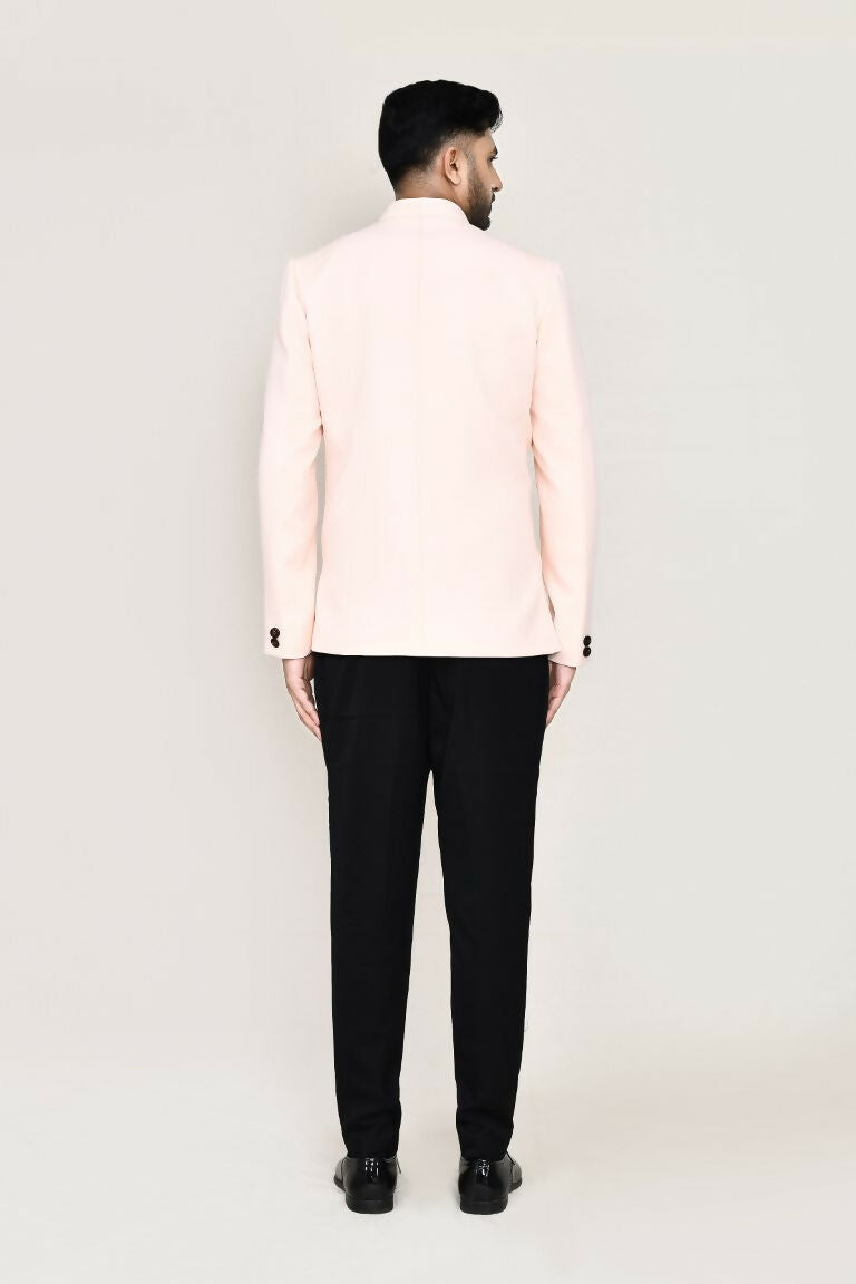 Peach Imported Polyester Open Prince Coat and Pant Set
