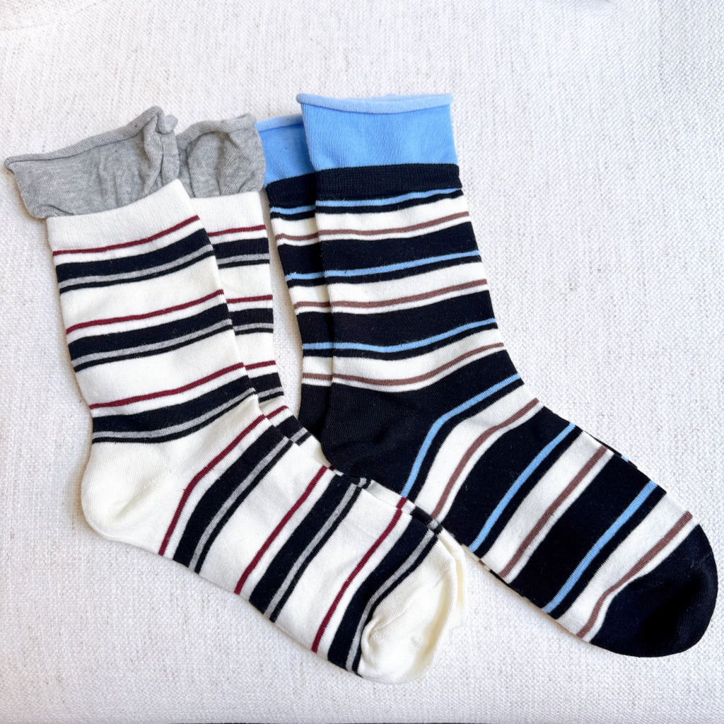 Edgy Sassy Striped Socks Set Of 2