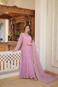 Purple georgette kurta set with heavy sequence embroidery work