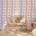 Effie floral wallpaper in lavender, terracotta, and muted-blue for a bohemian cottagecore aesthetic.