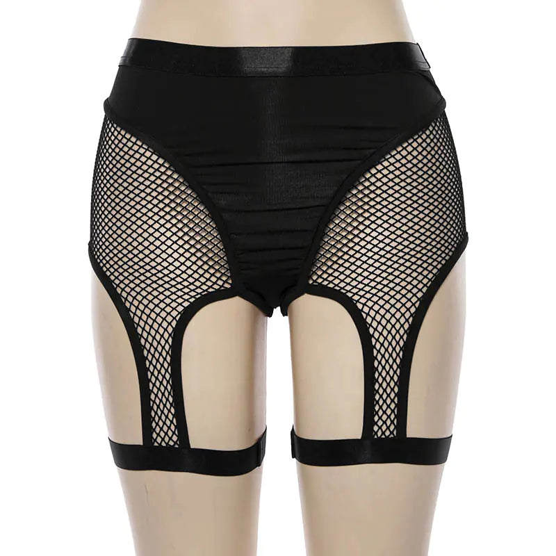 High-Waisted Sheer Panel Leggings with Cutouts