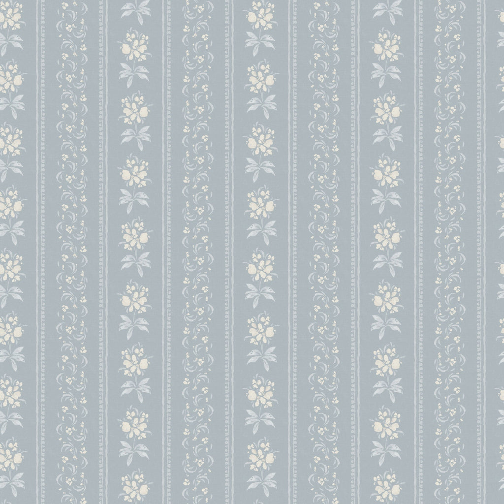 Elaine Striped Wallpaper in Dusty Blue and Cream Cottagecore