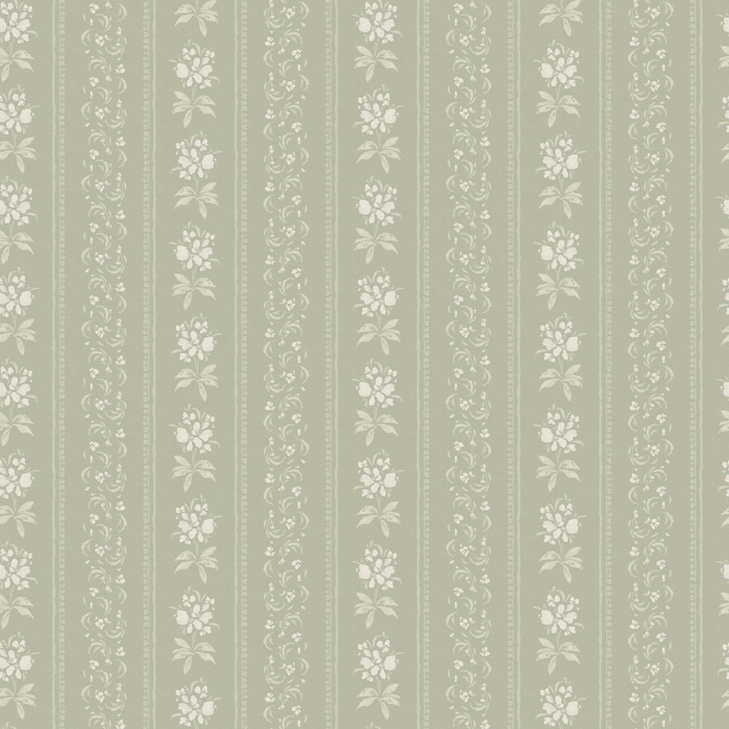Elaine Striped Wallpaper in Dusty Blue and Cream Cottagecore