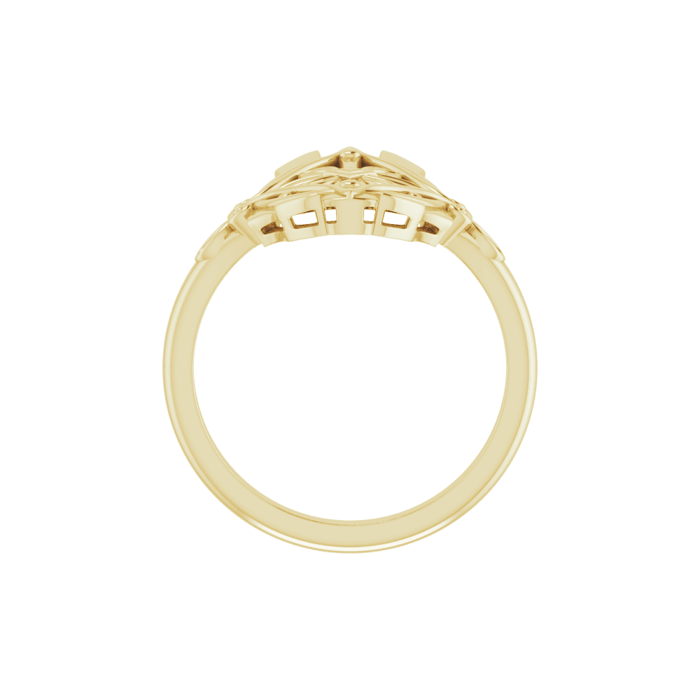Rosette Héritage Statement Ring in Polished 14K Gold Vintage Style