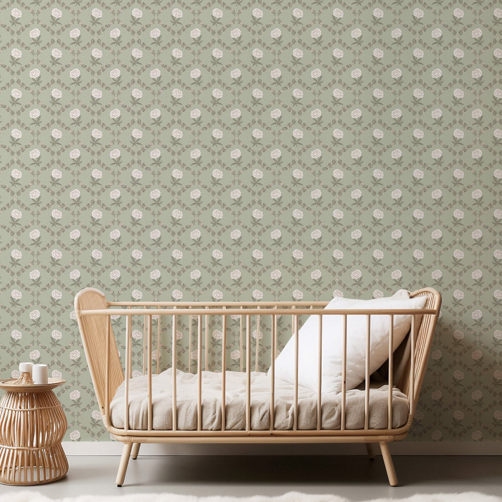 Elise Floral Removable Wallpaper - Navy, Sage & Dusty Pink