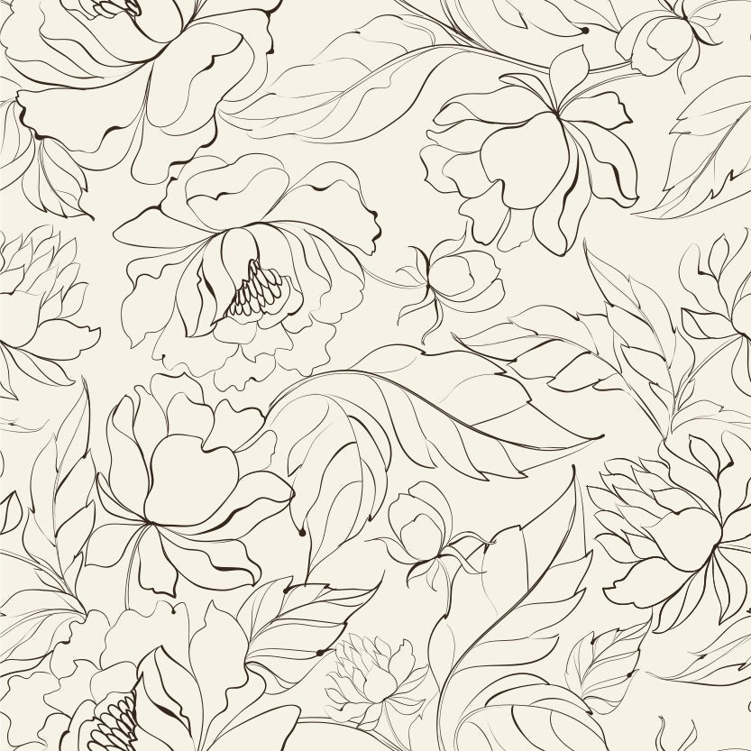 Elizabeth Floral Removable Wallpaper in Black and White
