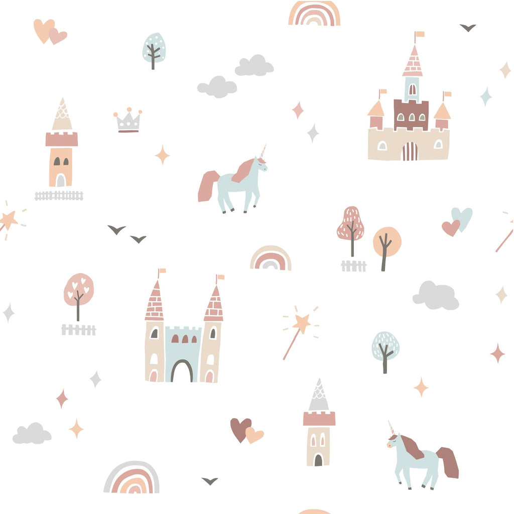 Ella Whimsical Nursery Removable Wallpaper - Pastel & White