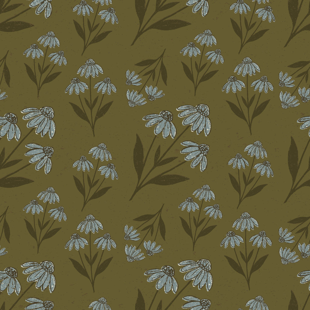 Ellery Floral Wallpaper in Olive, Terracotta and Sage Green