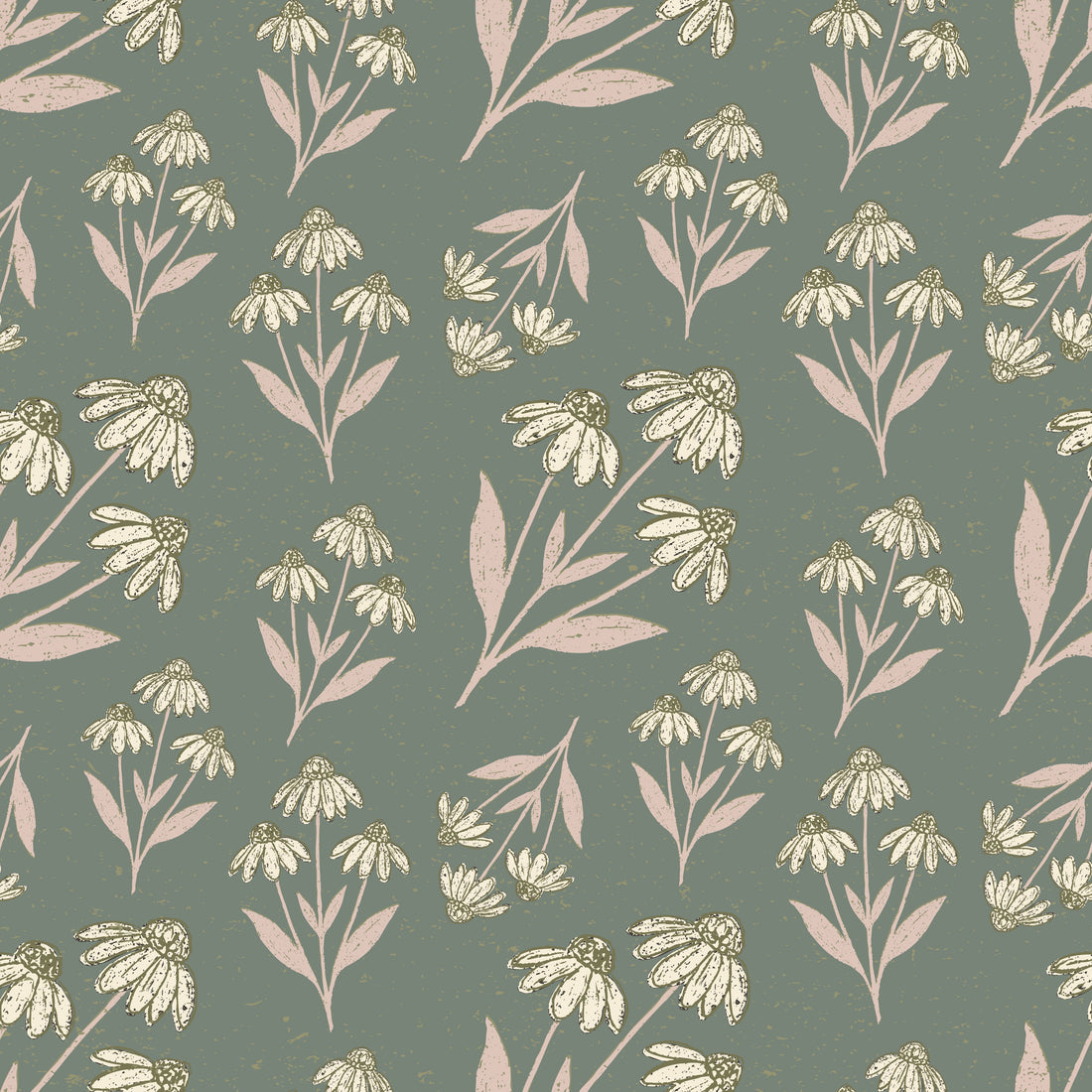 Ellery Floral Wallpaper in Olive, Terracotta and Sage Green