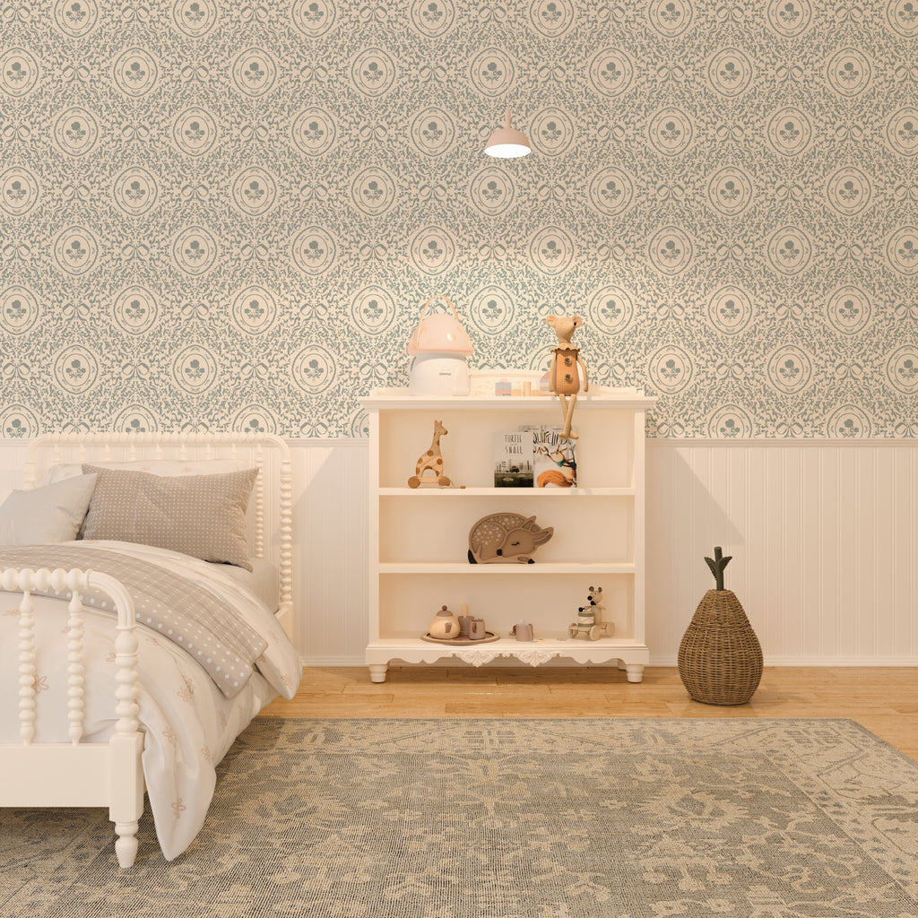 Louise Floral Removable Wallpaper in Classic Beige and Cream