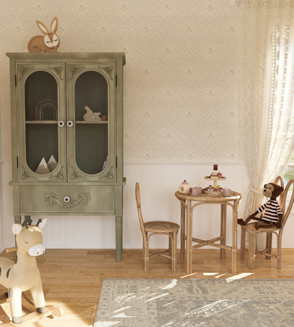 Louise Floral Removable Wallpaper in Classic Beige and Cream