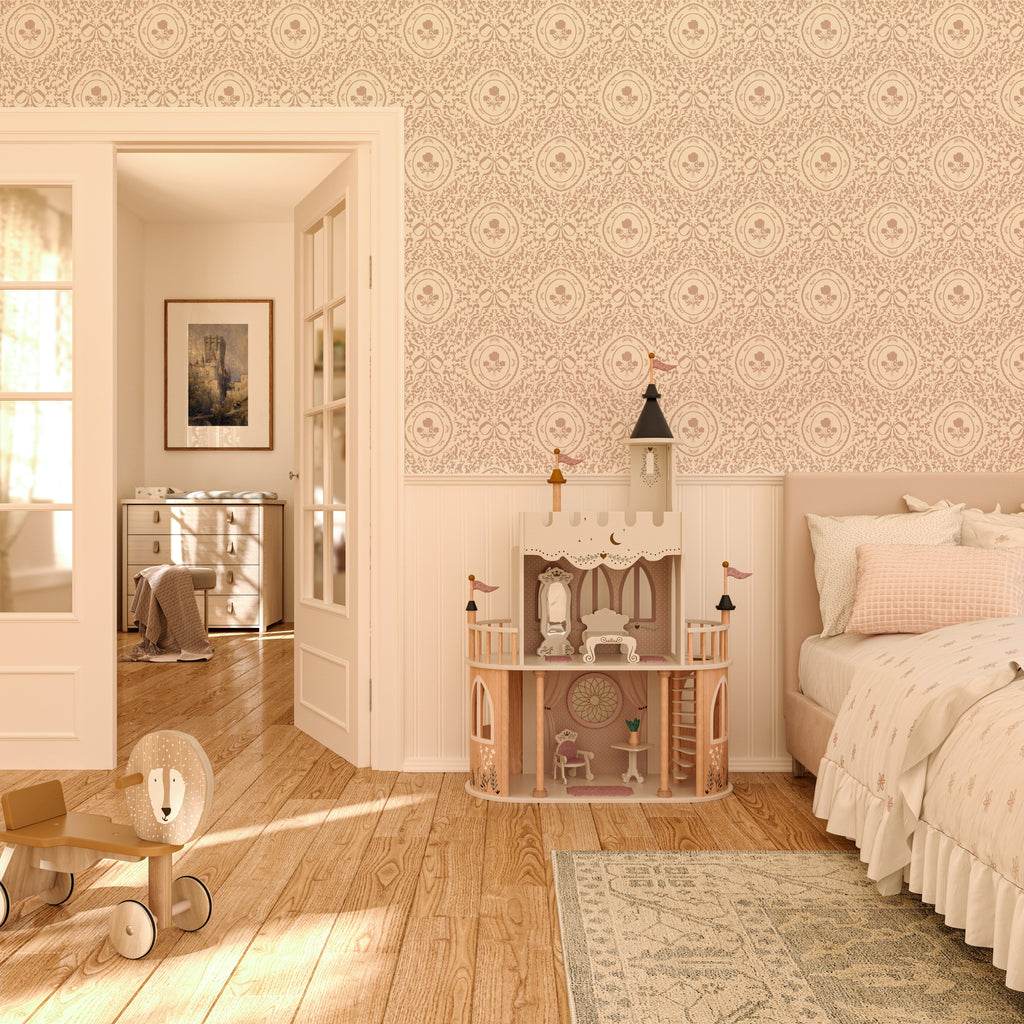 Louise Floral Removable Wallpaper in Classic Beige and Cream