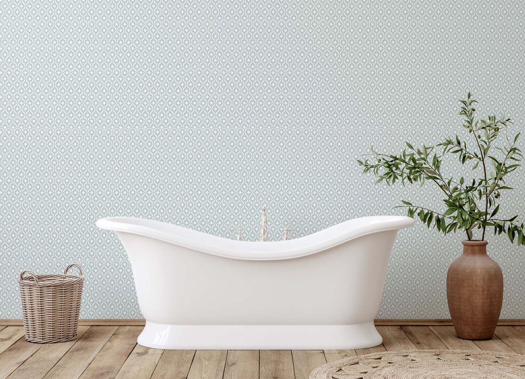Elowen Floral Removable Wallpaper in Blue, White, Pink & Mint