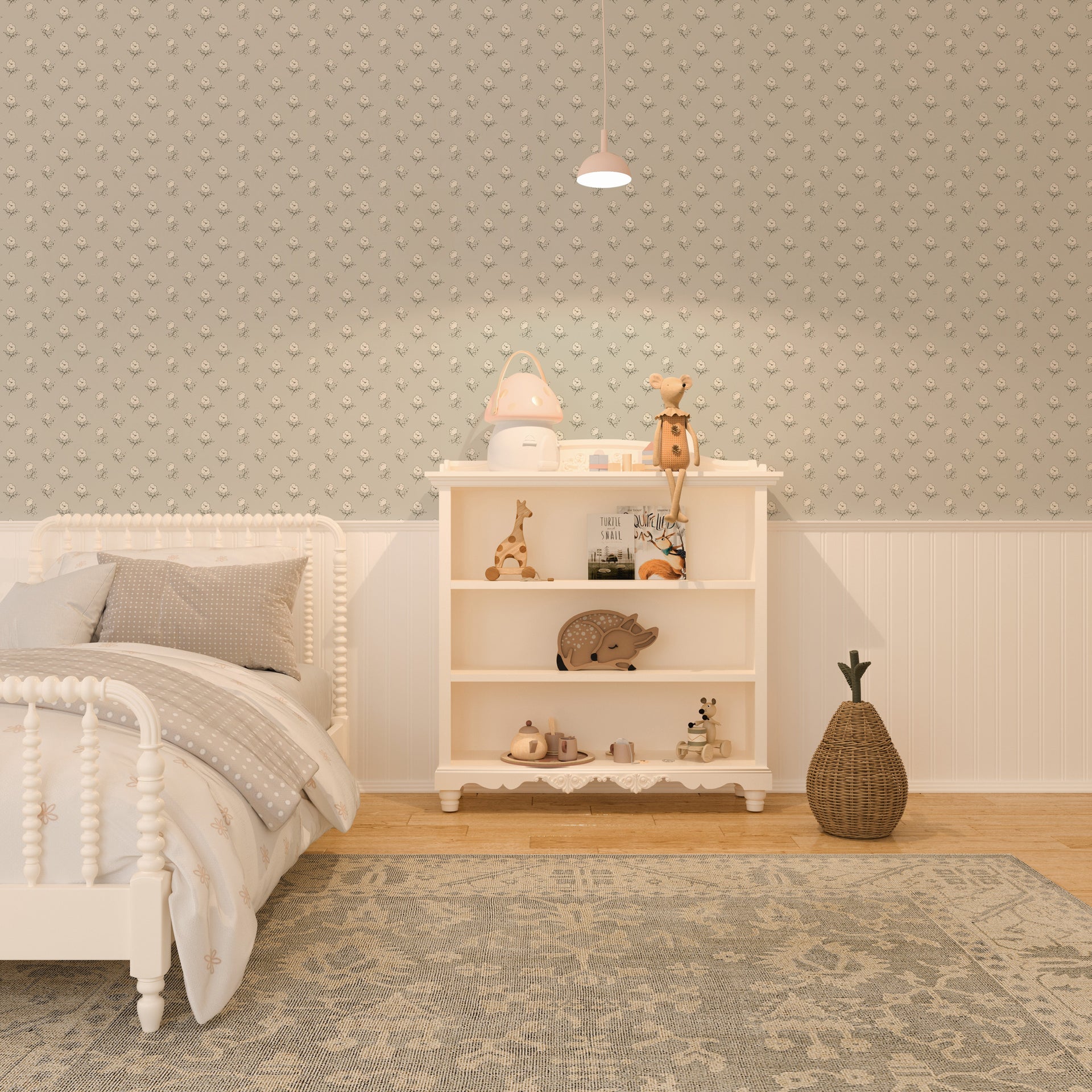 Elle Floral Removable Wallpaper in Cream Grey Blush Sage-green