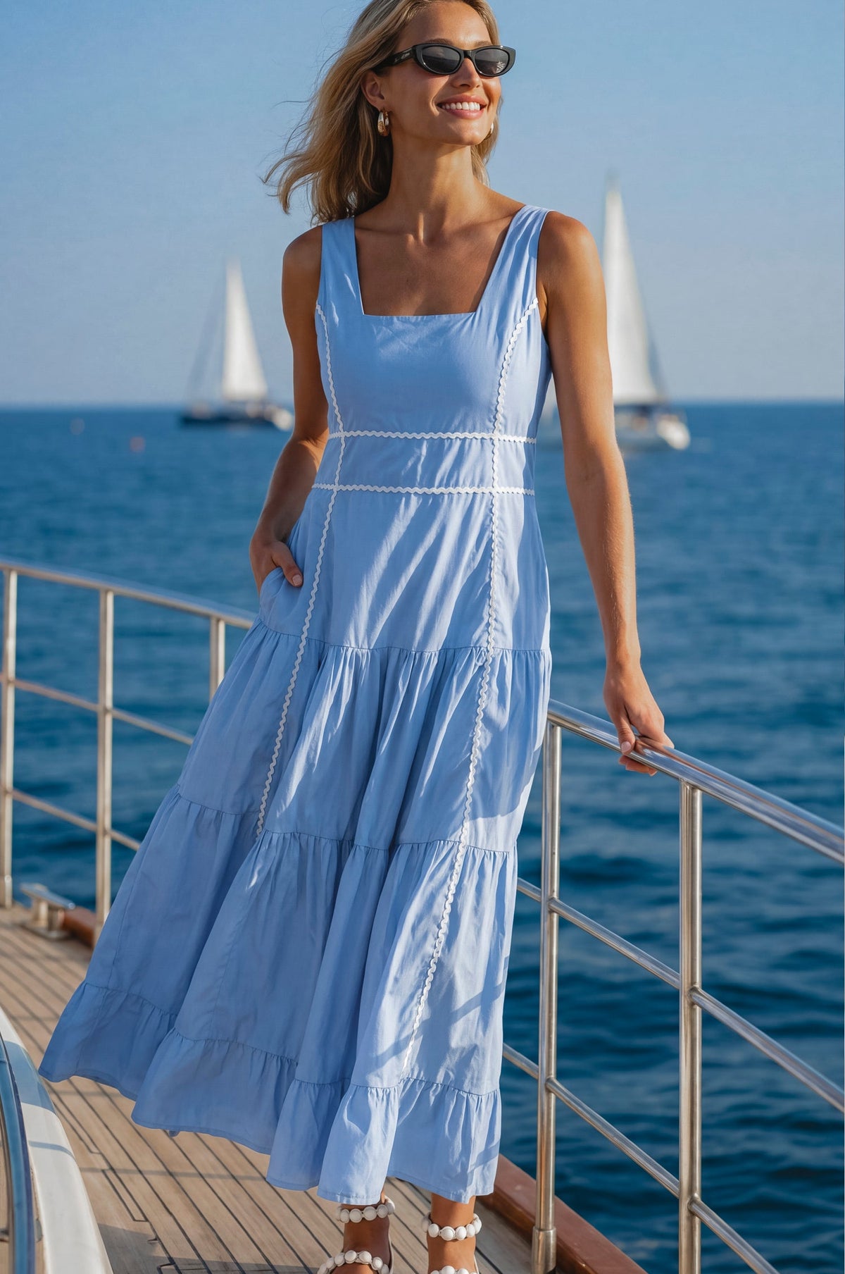 Elysia Cotton Tiered Maxi Dress