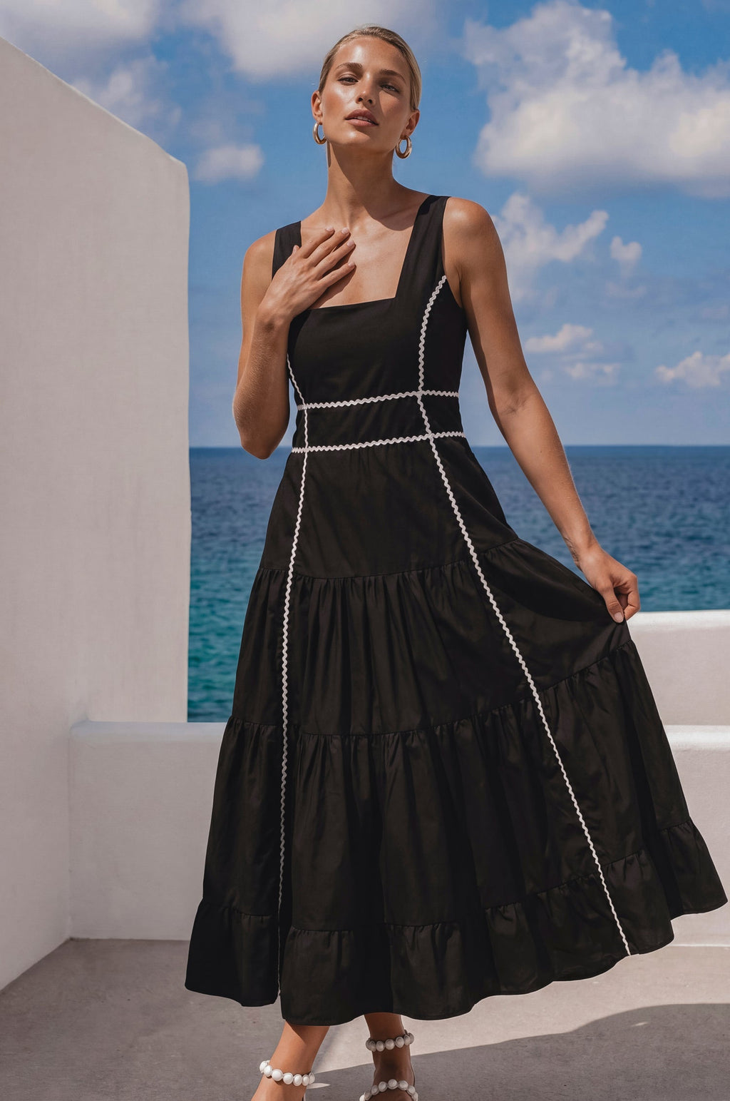 Elysia Cotton Tiered Maxi Dress
