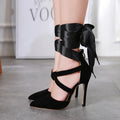 Comfortable Ribbon Sexy Pointed Toe Heeled Sandals