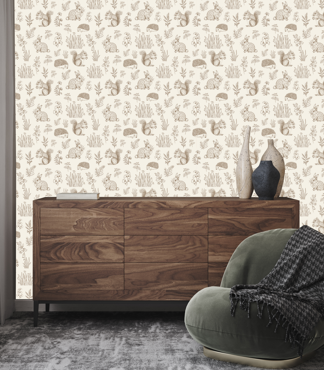 Ember Whimsical Cottagecore Removable Wallpaper - Cream & Blue