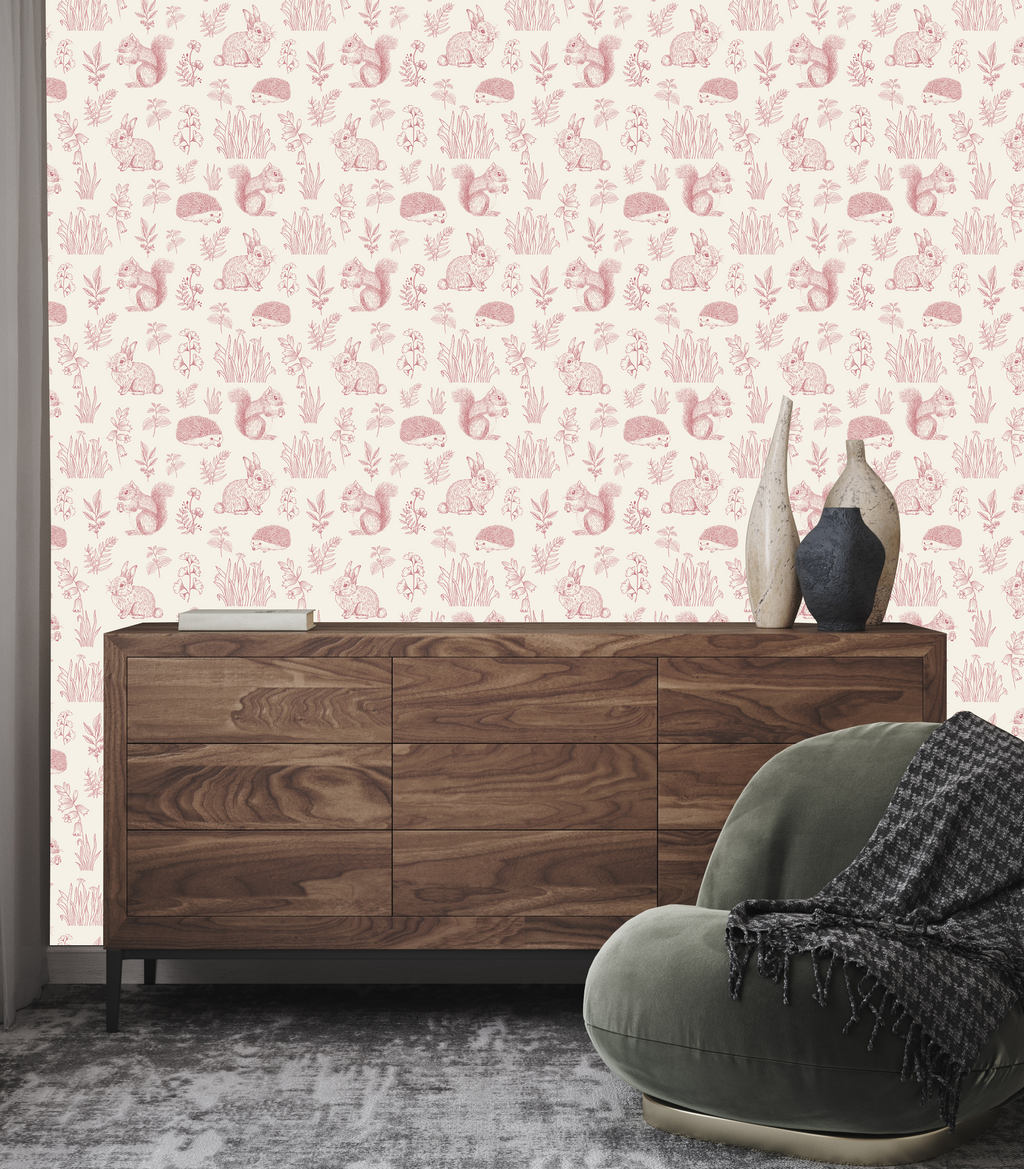 Ember Whimsical Cottagecore Removable Wallpaper - Cream & Blue
