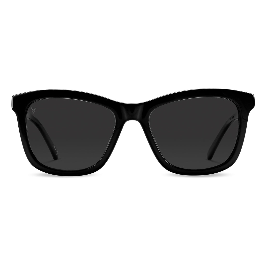 The Emery oversized sunglasses in Jet Black featuring a curvy upswept brow line.