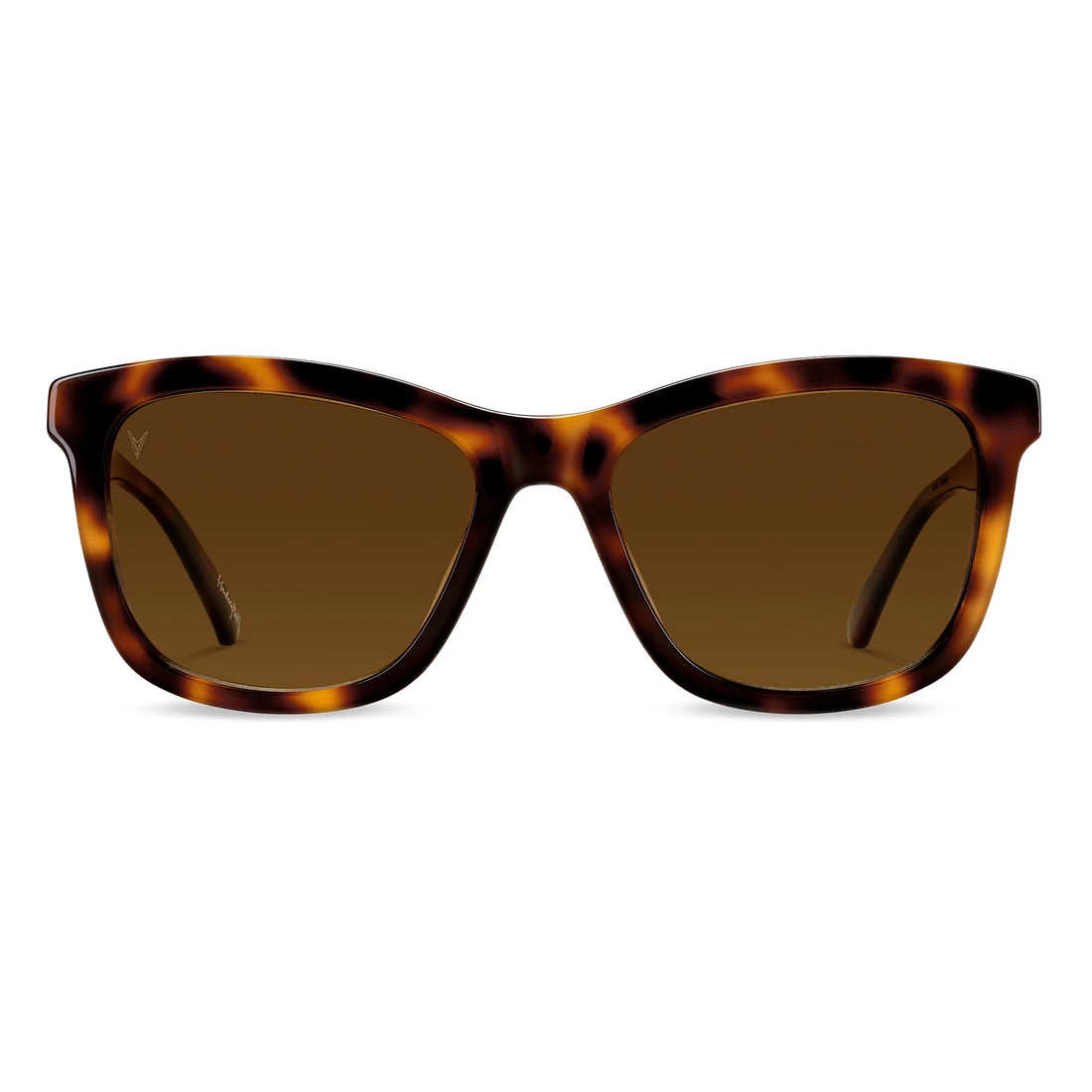 The Emery sunglasses in Rye Tort featuring an oversized, upswept brow line and high-quality polarized lenses.