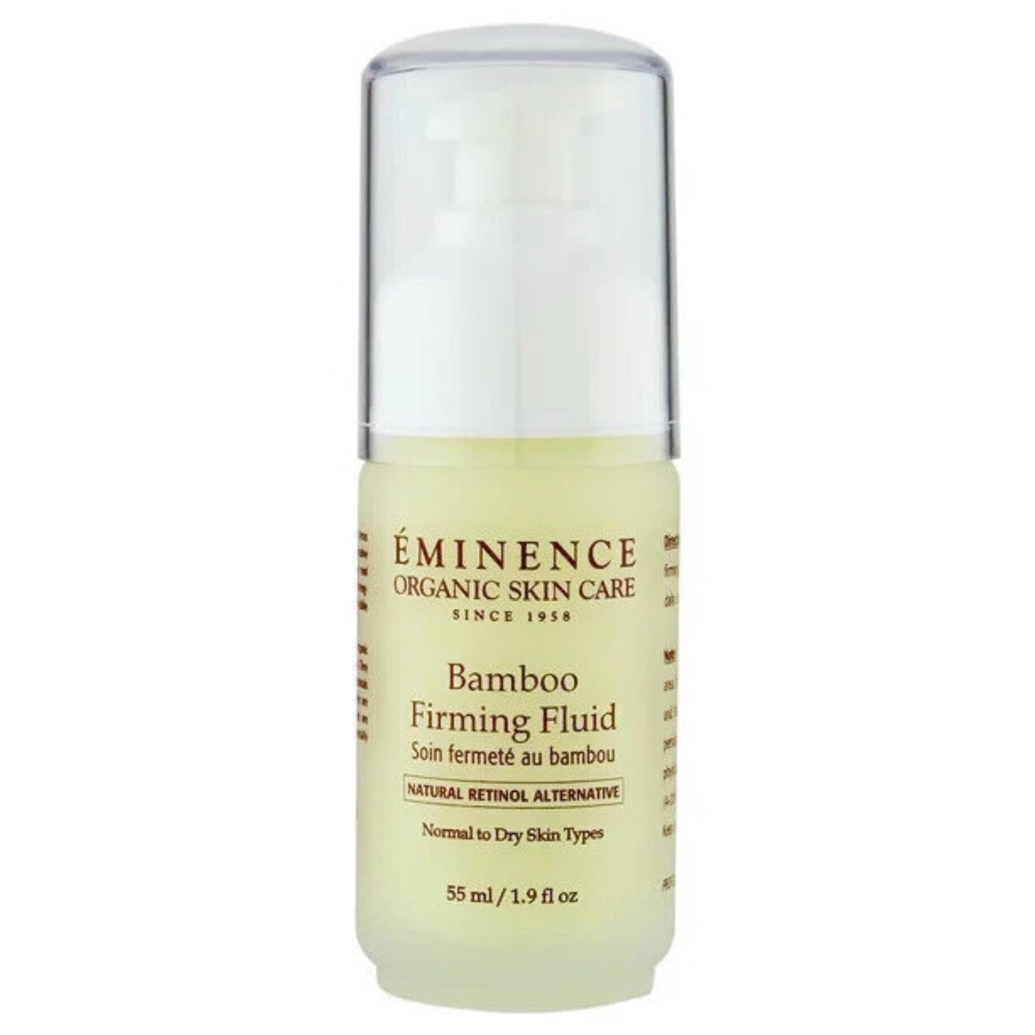 Eminence Bamboo Firming Fluid 55ml bottle with yellow and clear packaging
