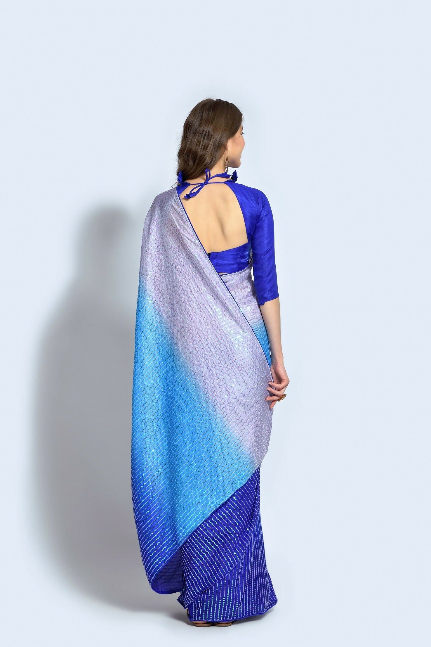 Blue Vichitra Silk Embroidered Party Wear Saree