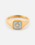 Enamel North Star ring featuring gold band and grey inlay details