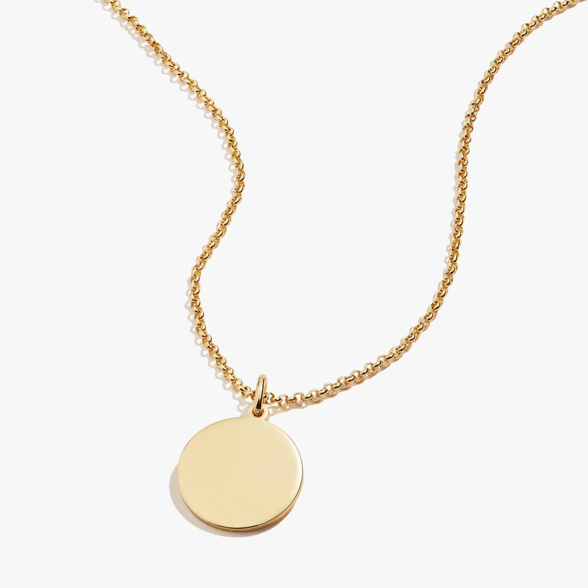 Minimalist Circle Charm Necklace, 21'' Polished Gold & Silver Tone